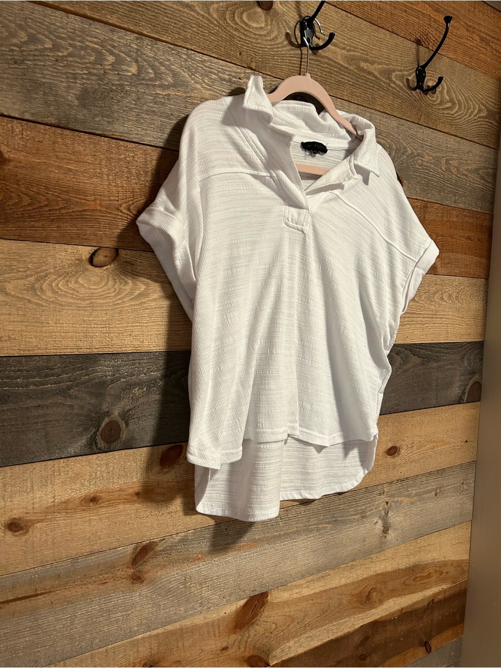 White Short Sleeve Collared Tunic
